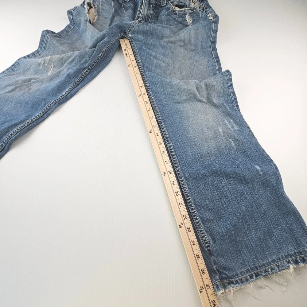 BKE Tyler Mens 33x32 Distressed Thrashed Jeans Baggy Y2K Grunge Skater Denim